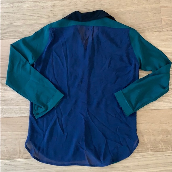 SANDRO SEMI SHEER COLORBLOCK BUTTON UP - Picture 2 of 4